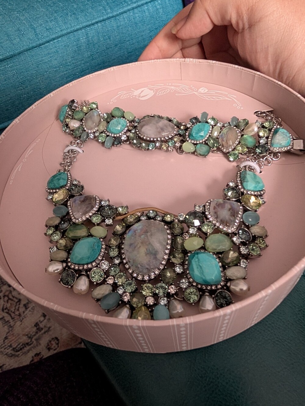 Chloe + Isabel Aqua and Mint Multi-Gem Collar Necklace